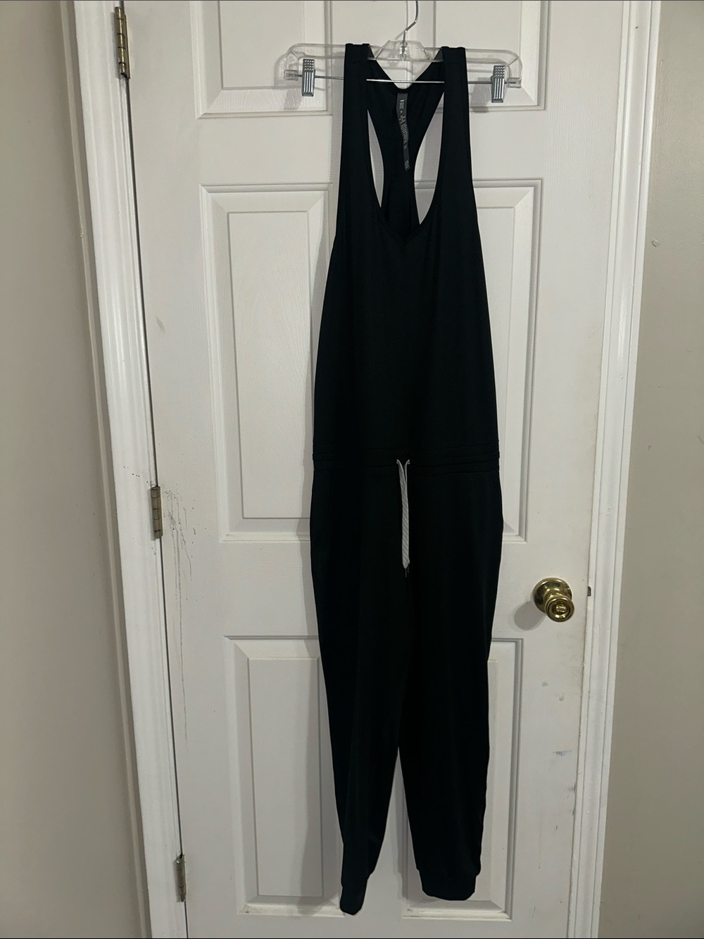 Vuori Black Racerback Jumpsuit with Drawstring Waist SIZE M